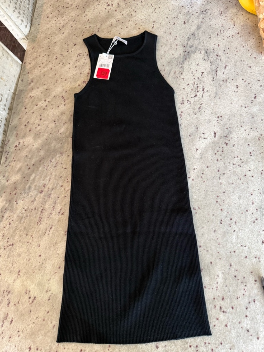 Mango Black Ribbed Midi Dress